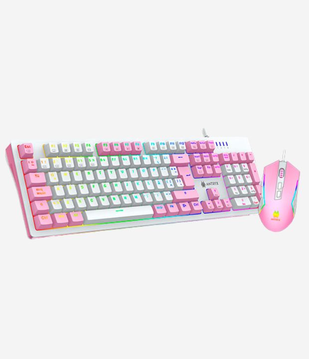 Kit Teclado Mecanico + Mouse Antryx GC-5400 ROSADO